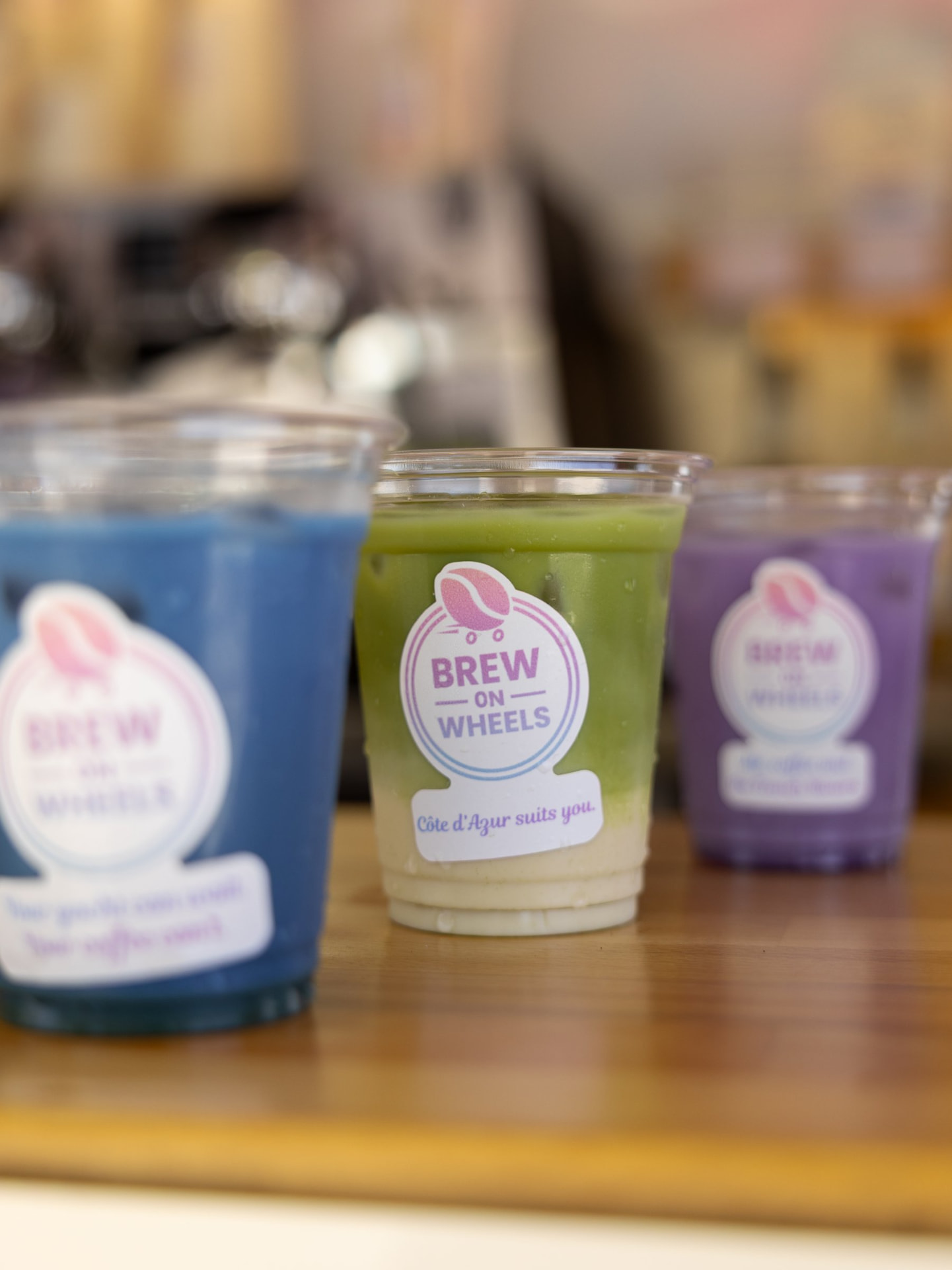 Signature specialty drinks by Brew on Wheels on the Côte d'Azur